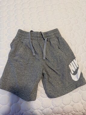 Nike Gray Kids Athletic Shorts with White Logo